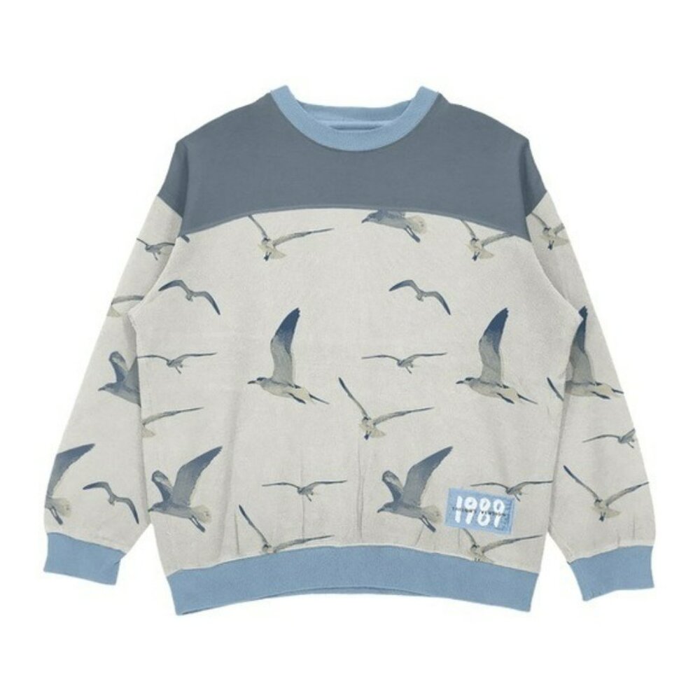 Taylor Swift 1989 Taylors Version XL Sweatshirt Blue & White Seagull Print Crewn